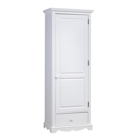 Bonnetière Blanche Style Anglais 1 Porte 1 Tiroir 4 Niches L 70 H 186 P 42 cm