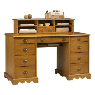 Bureau Ministre Pin Miel Style Anglais 11 Tiroirs 5 Niches L 137.5 H 99.7 P 58.3 cm