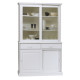 Vaisselier Blanc 4 Portes Coulissantes 2 Tiroirs 5 Niches L 121 H 198.8 P 42.3 cm