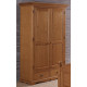 Armoire Penderie Pin Miel 2 Portes 2 Tiroirs 6 Niches L 114.5 H 195 P 54 cm