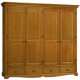 Armoire Penderie Pin Miel 4 Portes 4 Tiroirs 6 Niches L 212 H 195 P 54 cm