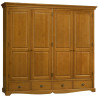 Armoire Penderie Pin Miel 4 Portes 4 Tiroirs 6 Niches L 212 H 195 P 54 cm