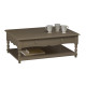 Table Basse Taupe 2 Tiroirs Va-et-Vient 1 Niche L 100 H 38 P 70 cm