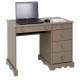 Bureau Taupe 1 Caisson 5 Tiroirs de Style Charme Anglais L 100 H 74.7 P 58.3 cm