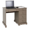 Bureau Taupe 1 Caisson 5 Tiroirs de Style Charme Anglais L 100 H 74.7 P 58.3 cm