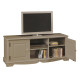 Meuble TV 60 Pouces Taupe Style Anglais 2 Portes 2 Niches 142.4 x 55.5 x 46 cm