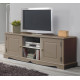 Meuble TV 60 Pouces Taupe Style Anglais 2 Portes 2 Niches 142.4 x 55.5 x 46 cm