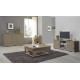 Meuble TV 60 Pouces Taupe Style Anglais 2 Portes 2 Niches 142.4 x 55.5 x 46 cm