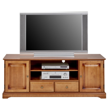 Meuble TV BAR 60 Pouces Merisier 2 Portes 2 Tiroirs L 158.8 H 60.3 P 46 cm