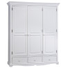 Armoire Penderie Blanche Style Anglais 3 Portes 3 Tiroirs 6 Niches 164,3 x 194,8 x 54,5 cm