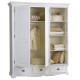 Armoire Penderie Blanche Style Anglais 3 Portes 3 Tiroirs 6 Niches 164,3 x 194,8 x 54,5 cm