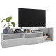 Meuble TV 50 Pouces 2 Abattants Blanc 6 Niches L 164 H 46.5 P 37.5 cm