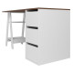 Bureau Tréteau et Caisson 3 Tiroirs Blanc et Châtaignier L 135 H 75 P 60 cm