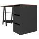 Bureau Tréteau et Caisson 3 Tiroirs Noir et Châtaignier L 135 H 75 P 60 cm