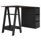 Bureau Tréteau et Caisson 3 Tiroirs Noir et Châtaignier L 135 H 75 P 60 cm