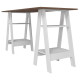 Bureau 2 Tréteaux 4 Niches Blanc et Châtaignier L 135 H 75 P 60 cm