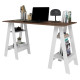 Bureau 2 Tréteaux 4 Niches Blanc et Châtaignier L 135 H 75 P 60 cm