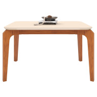 Table à Manger 4-6 Personnes Chêne et Blanc Dessus Verre L 136 H 80 P 90 cm