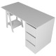 Bureau Tréteau et Caisson 3 Tiroirs Blanc 2 Niches L 135 H 75 P 60 cm