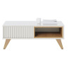 Table Basse 2 Niches 4 Pieds Bois Blanche et Chêne L 90.5 H 54 P 35.2 cm