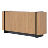 Buffet Bas 4 Portes Imitation Chêne 6 Niches L 160 H 79.7 P 42.5 cm