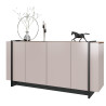 Buffet Bas 4 Portes Blanc Ecru et Noir 6 Niches L 160 H 79.7 P 42.5 cm