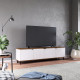 Meuble TV 80 Pouces 4 Portes 4 Niches Châtaignier et Noir
