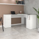 Bureau d'Angle Blanc 2 Caissons 2 Portes 1 Tiroir 1 Niche L 160 H 78.5 P 134.5 cm