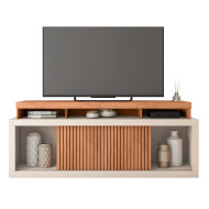 Meuble TV 70 Pouces Chêne et Gris 2 Portes