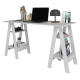 Bureau 2 Tréteaux 4 Niches 4 Etagères Blanc L 135 H 75 P 60 cm