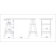 Bureau 2 Tréteaux 4 Niches 4 Etagères Blanc L 135 H 75 P 60 cm