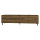 Meuble TV 80 Pouces 4 Portes 4 Niches Châtaignier L 183 H 49 P 38 cm
