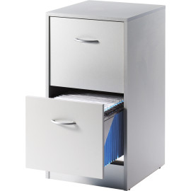 Classeur 2 Tiroirs Pour 50 Dossiers Suspendus Imitation Alu 41,4 x 76,4 x 44 cm