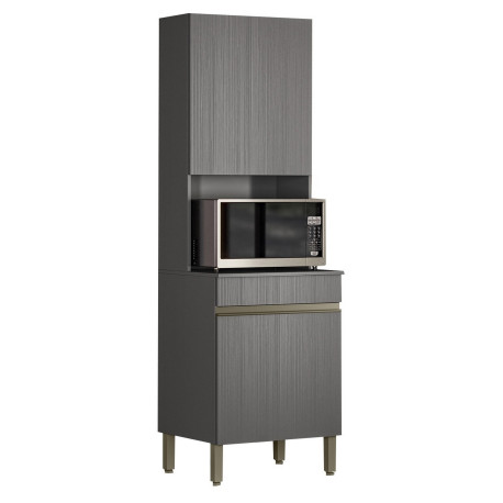 Colonne de Cuisine Micro-Onde Grise 2 Portes 5 Niches L 60 H 193 P 53.5 cm