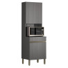 Colonne de Cuisine Micro-Onde Grise 2 Portes 5 Niches L 60 H 193 P 53.5 cm
