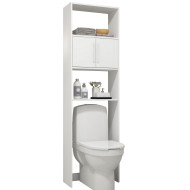 Armoire WC 2 Portes Blanches 182 cm 4 Niches