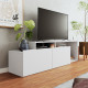Meuble TV 50 Pouces 2 Abattants Blanc 6 Niches L 164 H 46.5 P 37.5 cm