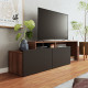 Meuble TV 50 Pouces 2 Abattants Noir et Châtaignier L 164 H 46.5 P 37.5 cm