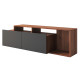 Meuble TV 50 Pouces 2 Abattants Noir et Châtaignier L 164 H 46.5 P 37.5 cm