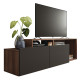 Meuble TV 50 Pouces 2 Abattants Noir et Châtaignier L 164 H 46.5 P 37.5 cm