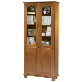 Bibliothèque Chêne Rustique 4 Portes 6 Niches L 82.4 H 182.2 P 33 cm