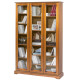 Bibliothèque Vitrine 3 Portes Vitrées Merisier 12 Niches L 120.6 H 182.2 P 33 cm