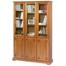 Bibliothèque Merisier 6 Portes 12 Niches L 120.6 H 182.2 P 33 cm