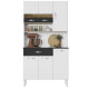 Buffet 6 Portes 1 Tiroir 7 Niches Blanc et Noir Vogue L 90.9 H 176 P 36.3 cm
