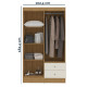 Armoire Penderie 4 Portes 2 Tiroirs 5 Niches Chêne Blanc Ecru L 102.4 H 182.4 P 46.3 cm