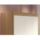 Armoire Penderie 3 Portes 2 Tiroirs 5 Niches Chêne Blanc Ecru L 81.2 H 182.4 P 46.3 cm
