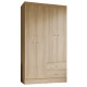 Armoire Penderie 4 Portes 2 Tiroirs 5 Niches Chêne Blanc Ecru L 102.4 H 182.4 P 46.3 cm
