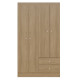 Armoire Penderie 4 Portes 2 Tiroirs 5 Niches Chêne Blanc Ecru L 102.4 H 182.4 P 46.3 cm