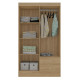 Armoire Penderie 4 Portes 2 Tiroirs 5 Niches Chêne Blanc Ecru L 102.4 H 182.4 P 46.3 cm