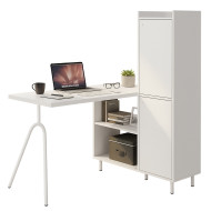 Bureau Pied métallique ARC et Armoire Blancs